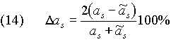 (14)    d(as) = 2 ( as - a's ) / ( as + a's ) * 100%